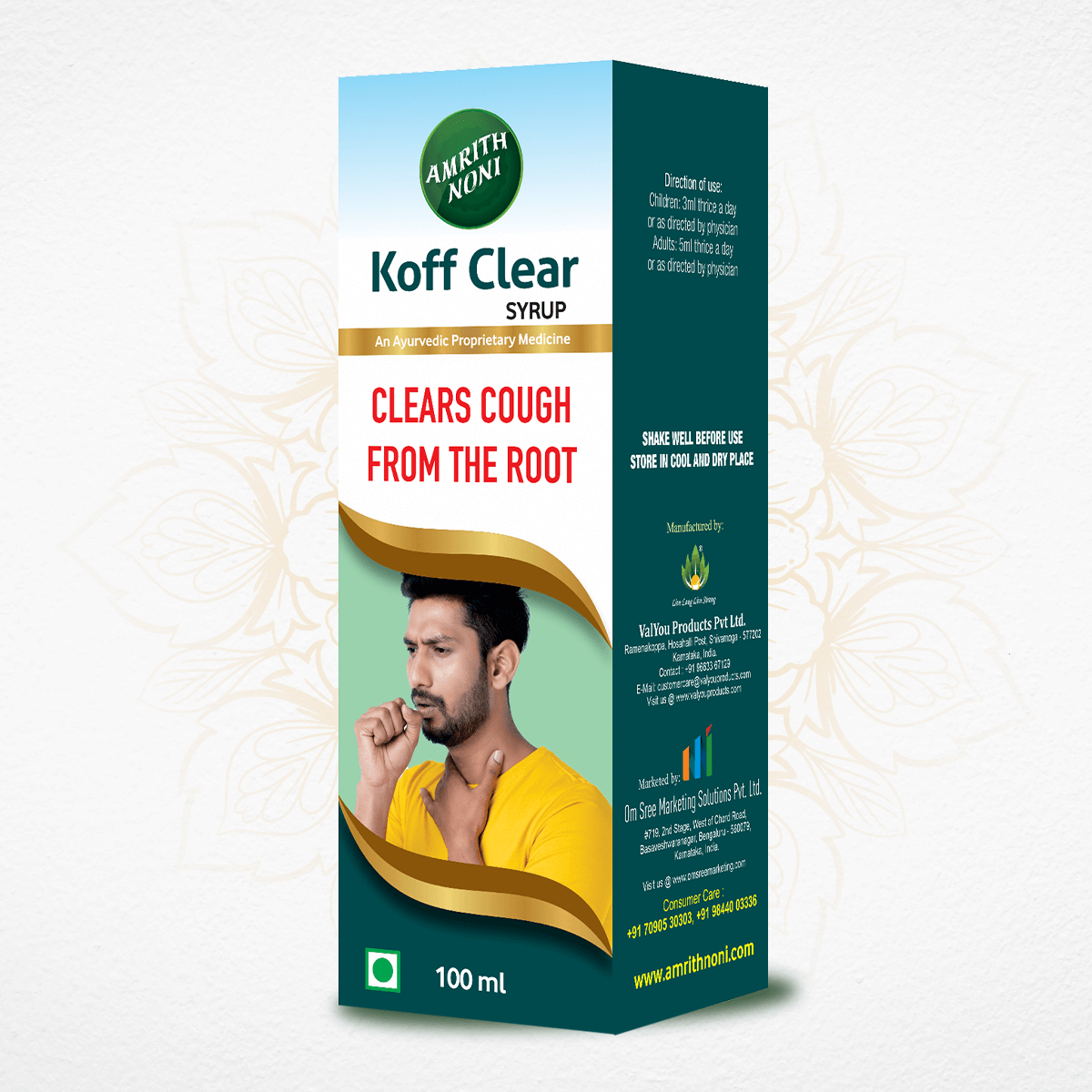 Amrith Noni Koff Clear Syrup product pack on a plain light background